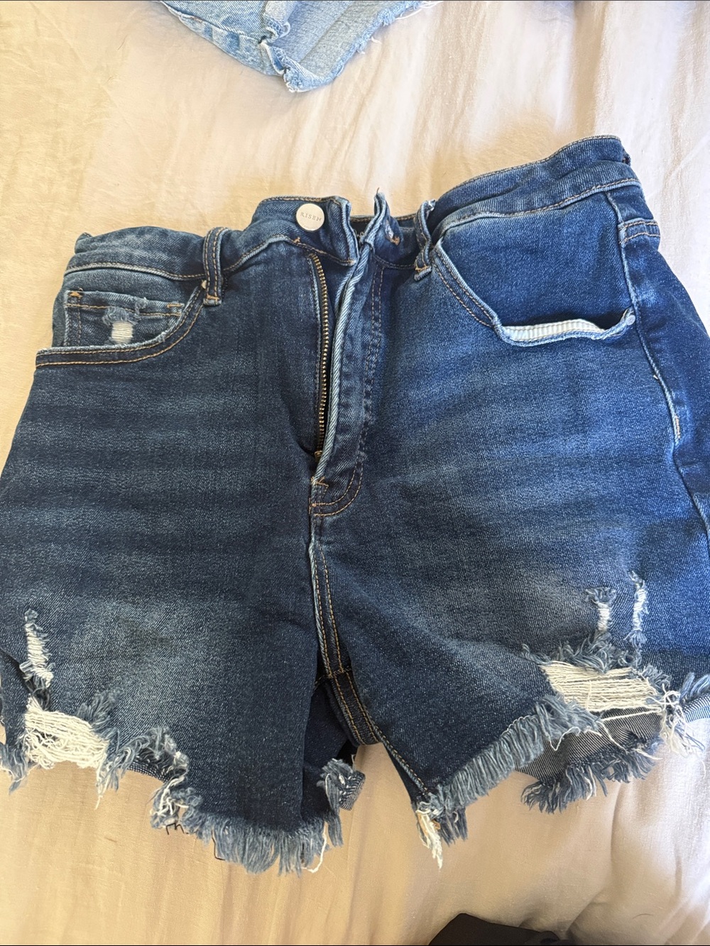Wild oak boutique Distressed Denim Shorts - Dark Blue